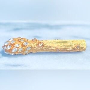 Vintage Textured Asparagus Brooch with Gem Accents by DeNicola - super UNIQUE!
